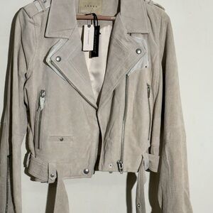 Anthropologie Beige suede brand new Jacket with Silver Accents